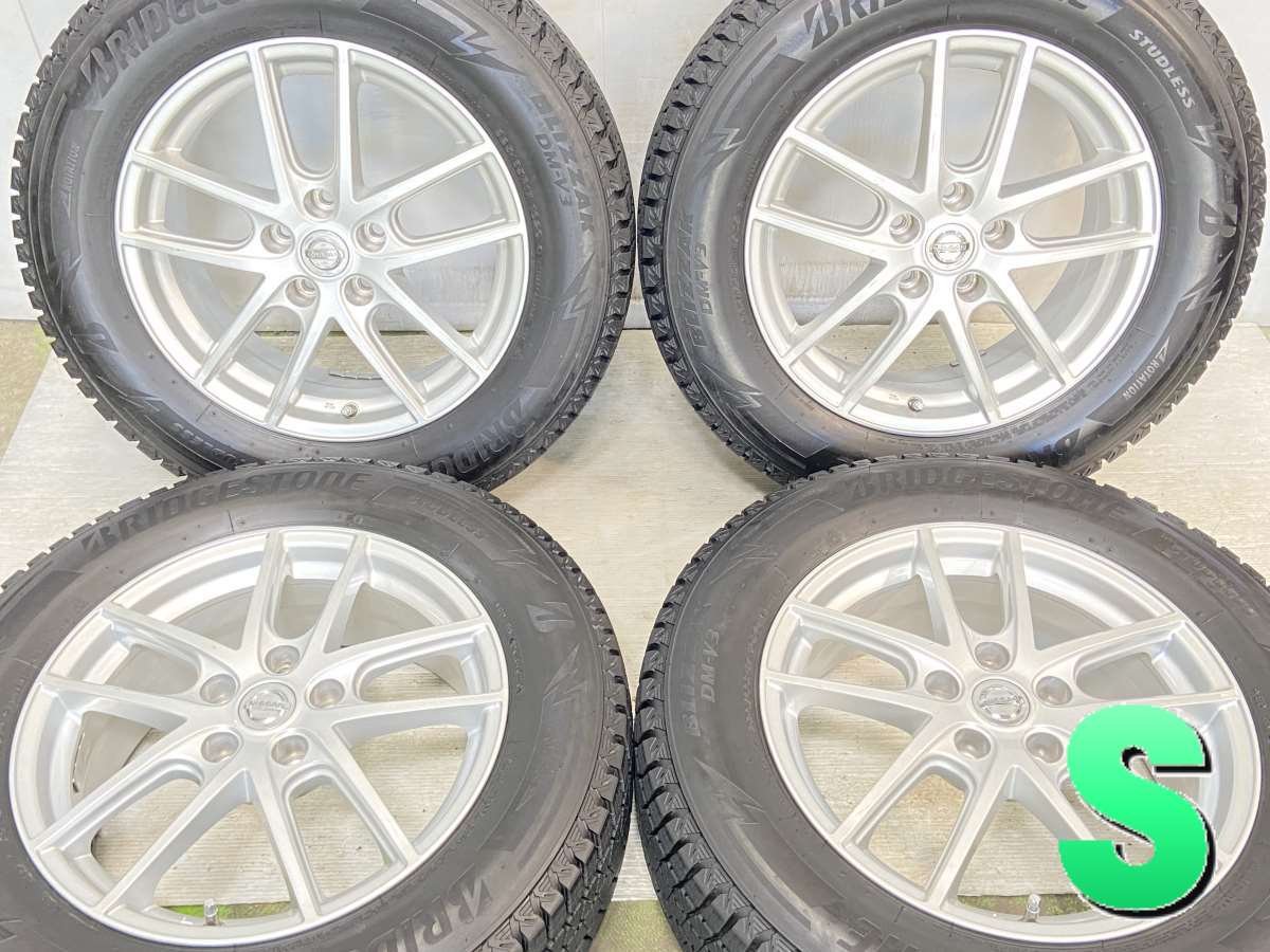 225/65R17 ブリヂストン ブリザック DM-V3 日産純正 17x7.0 45 114.3-5穴 中古タイヤ スタッドレスタイヤ ホイールセット 4本セット