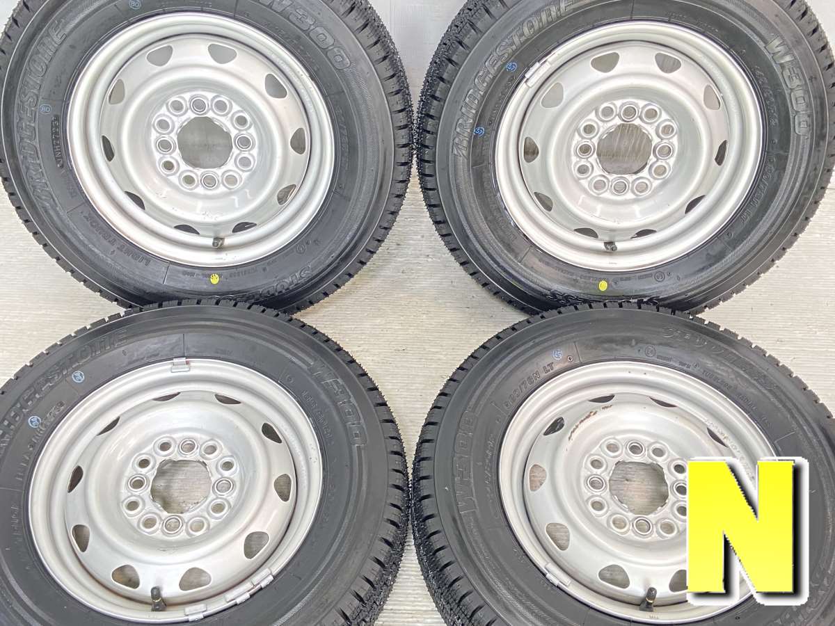 145/80R12 80/78 LT ブリヂストン W300 　 WD 12x3.5 100/110/114.3-4穴 中古タイヤ スタッドレスタイヤ ホイールセット 4本セット