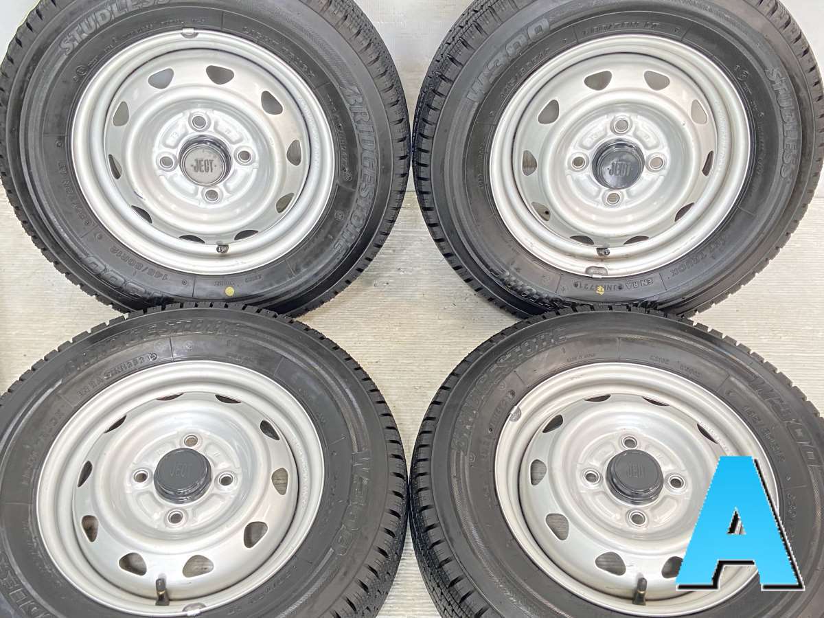 145/80R12 80/78 LT ブリヂストン W300 　 JECT T3 12x3.5 100-4穴 中古タイヤ スタッドレスタイヤ ホイールセット 4本セット