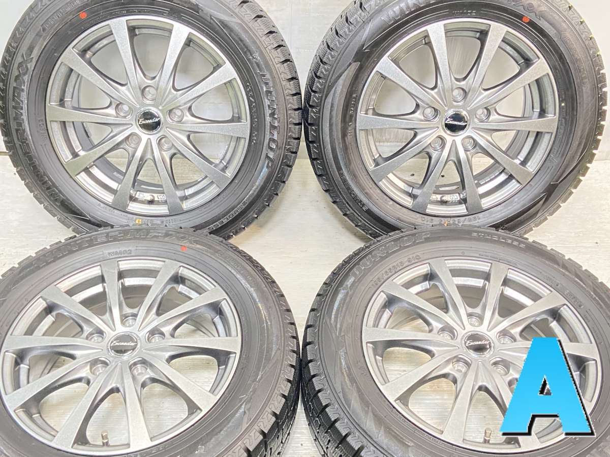 195/65R15 ダンロップ ウィンターマックス WM02 　 エクシーダ 15x6.0 53 114.3-5穴 中古タイヤ スタッドレスタイヤ ホイールセット 4本セット