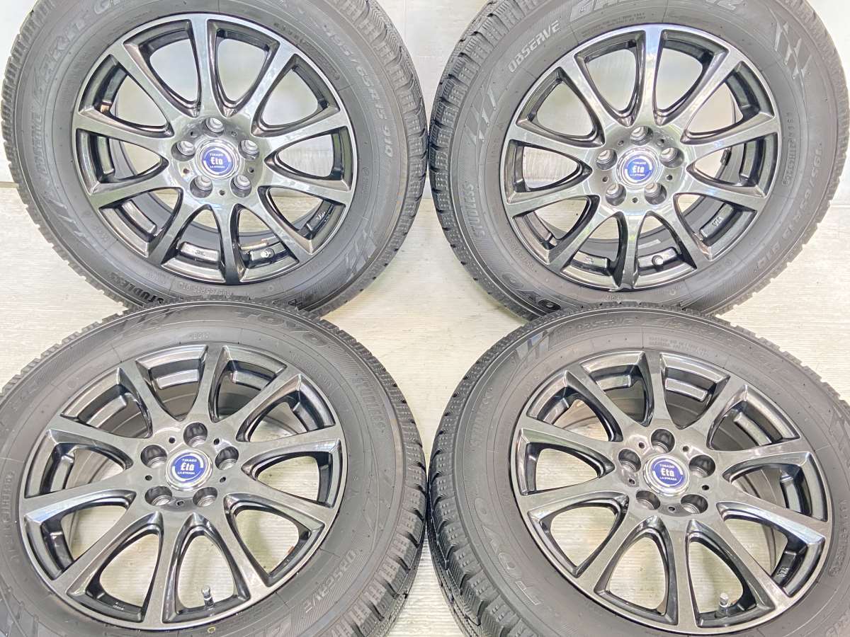 195/65R15 トーヨータイヤ ガリット GIZ TIRADO 15x6.0 45 100-5穴 中古タイヤ スタッドレスタイヤ ホイールセット 4本セット