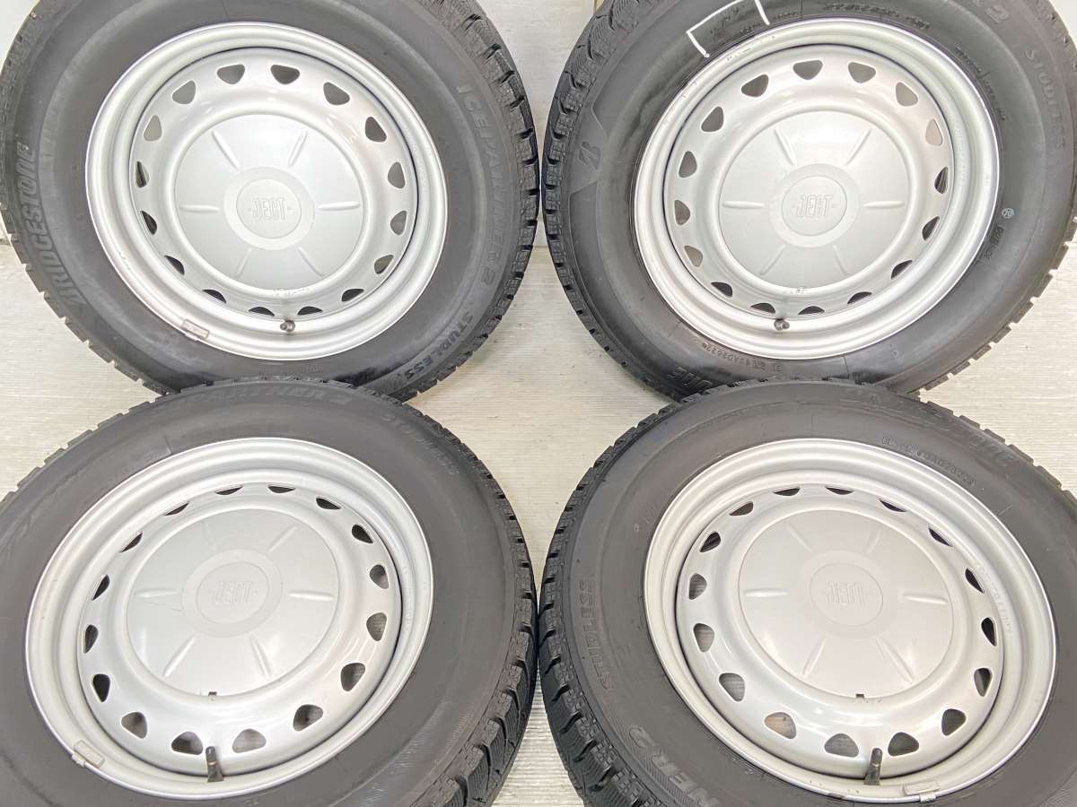 195/65R15 ブリヂストン アイスパートナー2 　 JECT AP 15x6.0 100/114.3-5穴 中古タイヤ スタッドレスタイヤ ホイールセット 4本セット