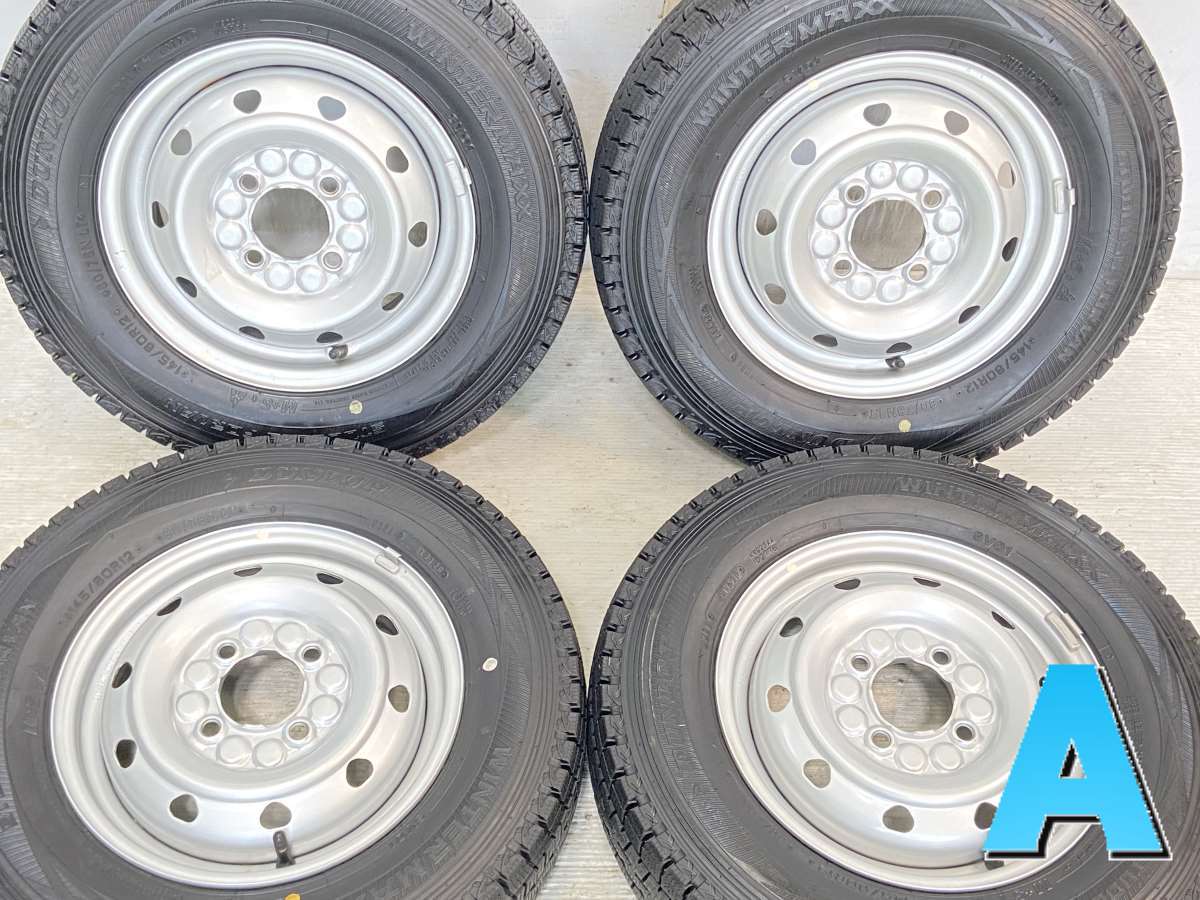 145/80R12 80/78LT ダンロップ ウィンターマックス SV01 　 TOPY M74 12x3.5 100-4穴 中古タイヤ スタッドレスタイヤ ホイールセット 4本セット