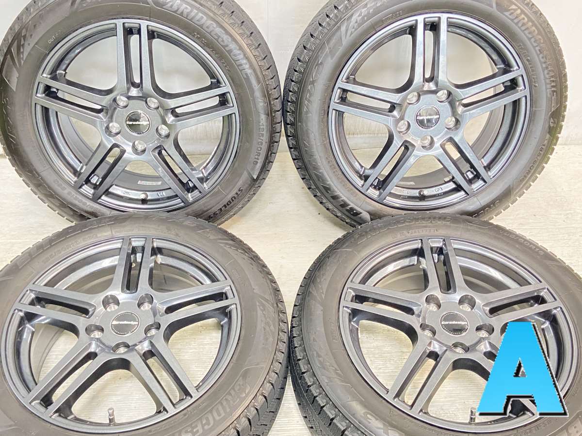 Rakuten - 185/60R16 ブリヂストン ブリザック VRX3 　 EURO DESIGN 16x6.5 54 112-5穴 中古タイヤ スタッドレスタイヤ ホイールセット 4本セット