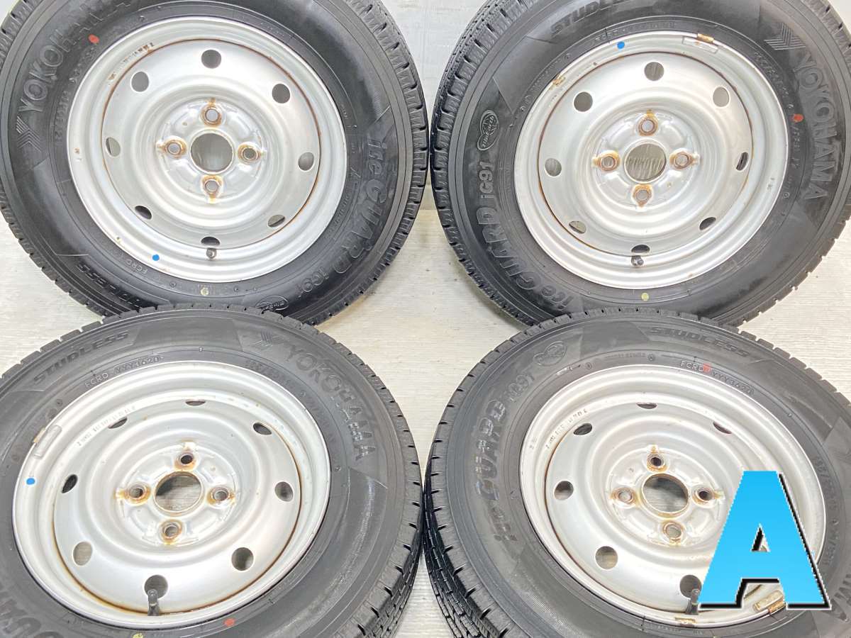 165/80R13 90/88LT ヨコハマ アイスガード iG91 　 13x5.0 100-4穴 中古タイヤ スタッドレスタイヤ ホイールセット 4本セット