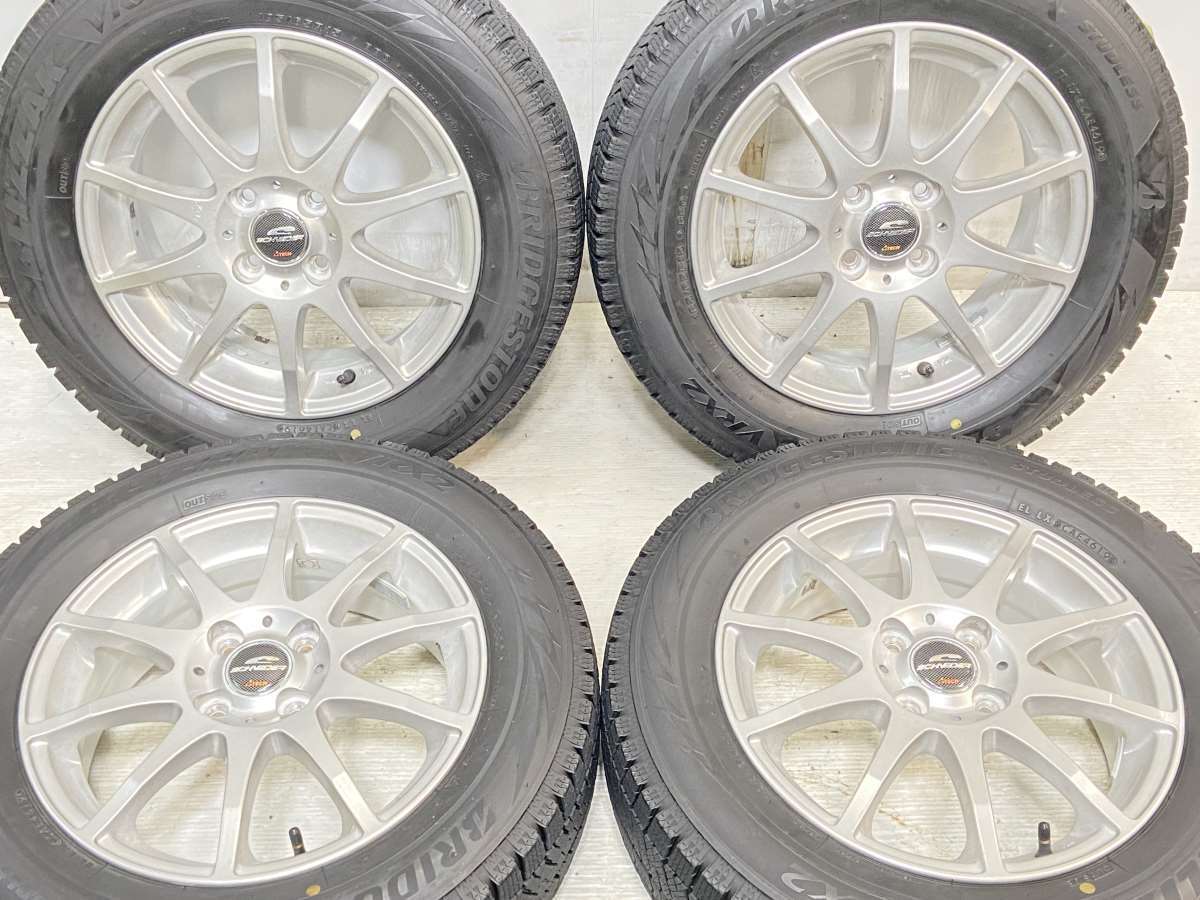 185/65R15 ブリヂストン ブリザック VRX2 　 SCHNEDER 15x5.5 50 100-4穴 中古タイヤ スタッドレスタイヤ ホイールセット 4本セット