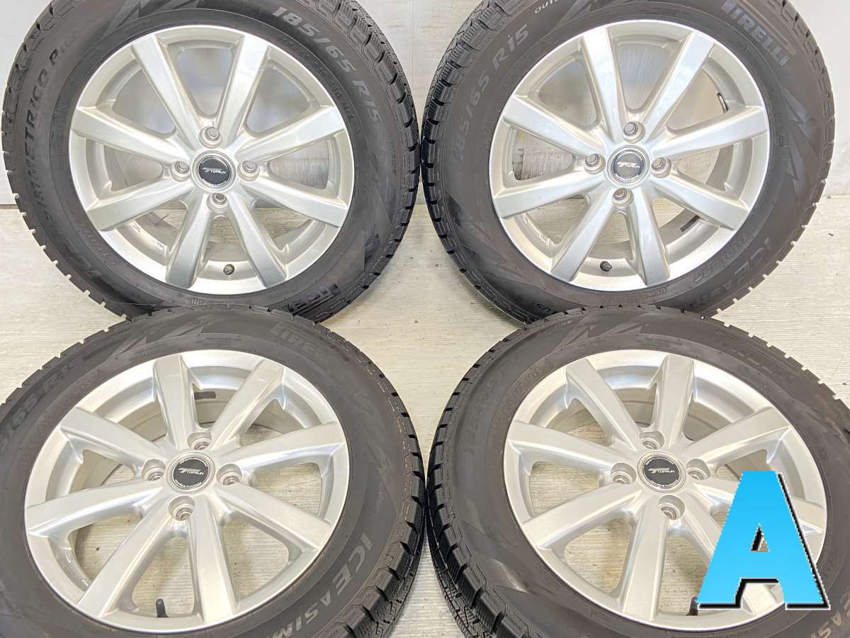 185/65R15 ピレリ アイスアシンメトリコ PLUS 　 TOPRUN 15x5.5 52 100-4穴 中古タイヤ スタッドレスタイヤ ホイールセット 4本セット