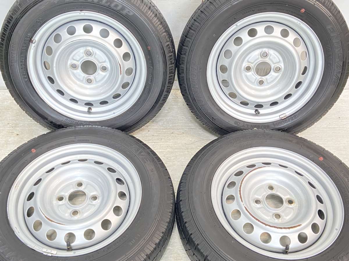 155/80R14 88/86 ダンロップ エナセーブ VAN01 　 AL 14x5.0 100-4穴 中古タイヤ サマータイヤ ホイールセット 4本セット