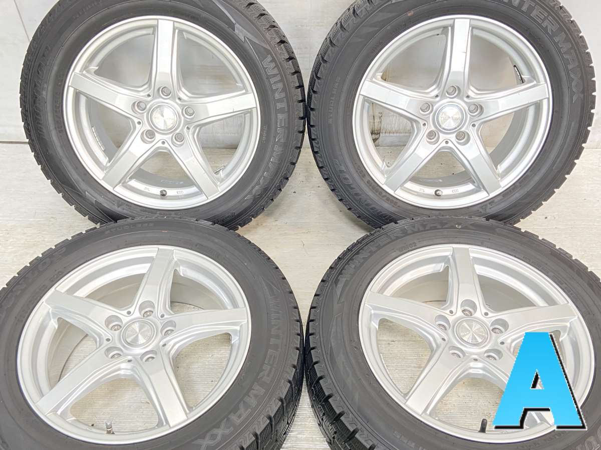 205/60R16 ダンロップ ウィンターマックス WM02 　 VIOLENTO 16x6.5 55 114.3-5穴 中古タイヤ スタッドレスタイヤ ホイールセット 4本セット