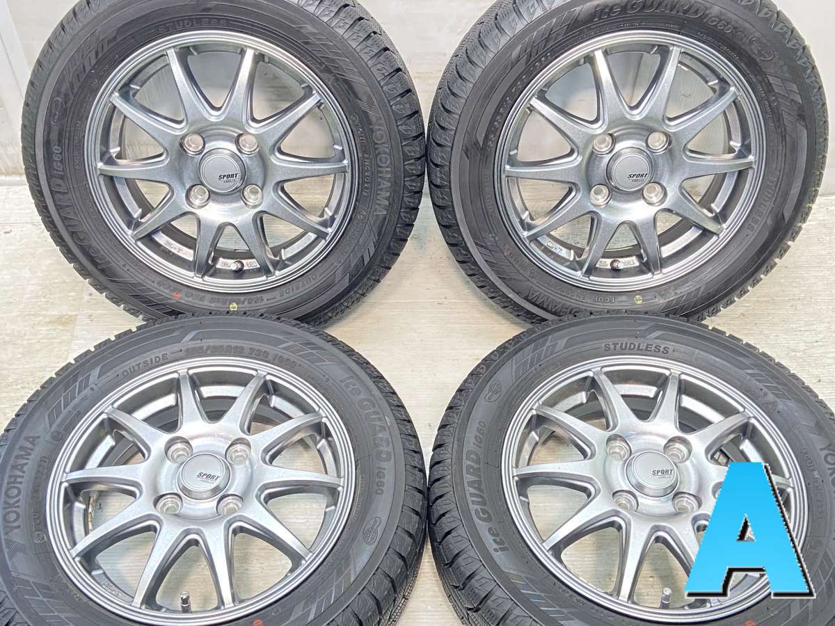 155/65R13 ヨコハマ アイスガードIG60 　 SPORT ABELIA 13x4.0 43 100-4穴 中古タイヤ スタッドレスタイヤ ホイールセット 4本セット