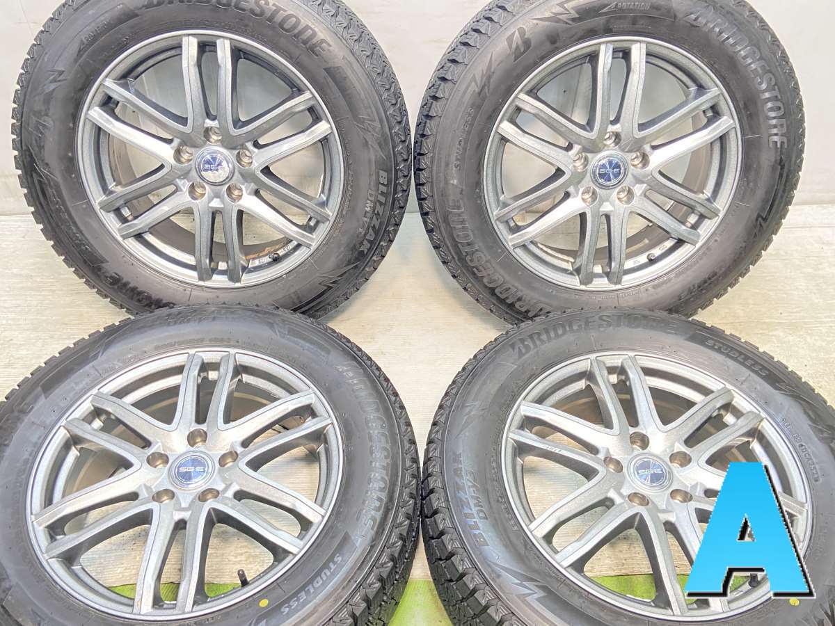 225/65R17 ブリヂストン ブリザック DM-V3 　 SG-E 17x7.0 38 114.3-5穴 中古タイヤ スタッドレスタイヤ ホイールセット 4本セット