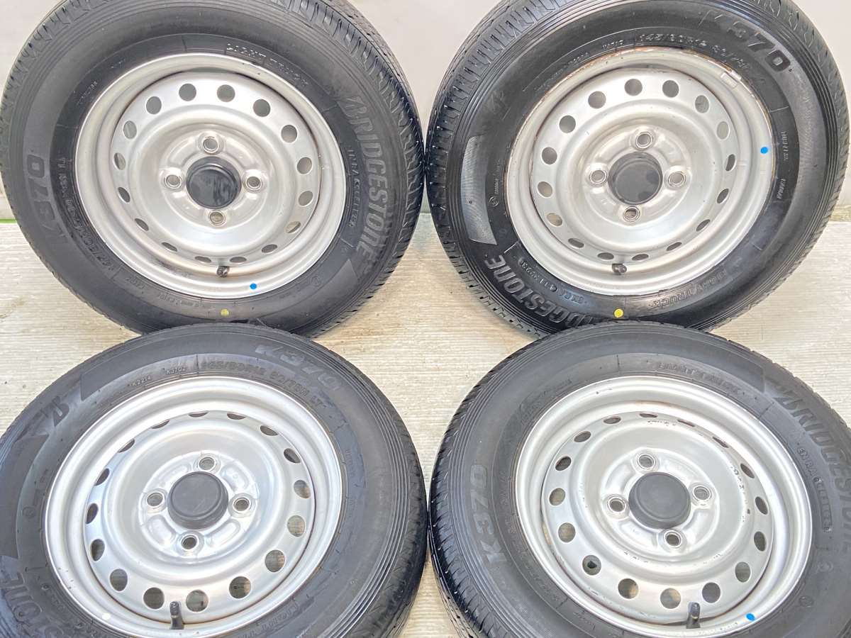 145/80R12 80/78LT ブリヂストン K370 12x4.0 100-4穴 中古タイヤ サマータイヤ ホイールセット 4本セット