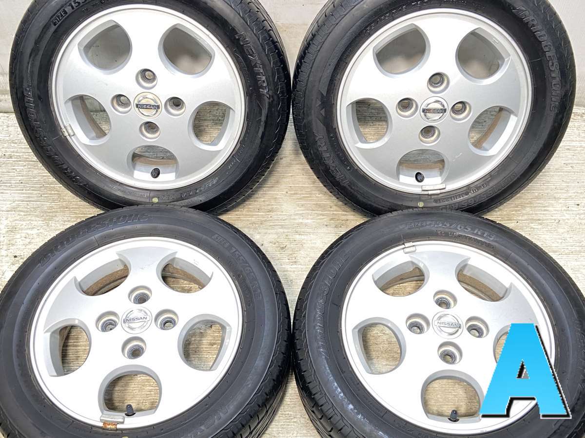 155/65R13 ブリヂストン ネクストリー 日産純正 13x4.0 46 100-4穴 中古タイヤ サマータイヤ ホイールセット 4本セット