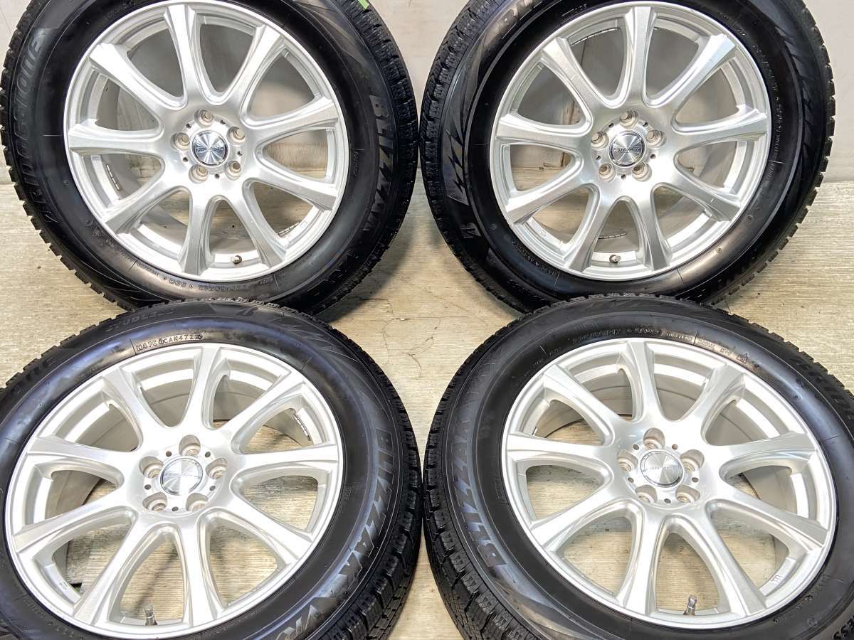225/60R17 ブリヂストン ブリザック VRX2 　 DUFACT 17x7.0 48 100-5穴 中古タイヤ スタッドレスタイヤ ホイールセット 4本セット