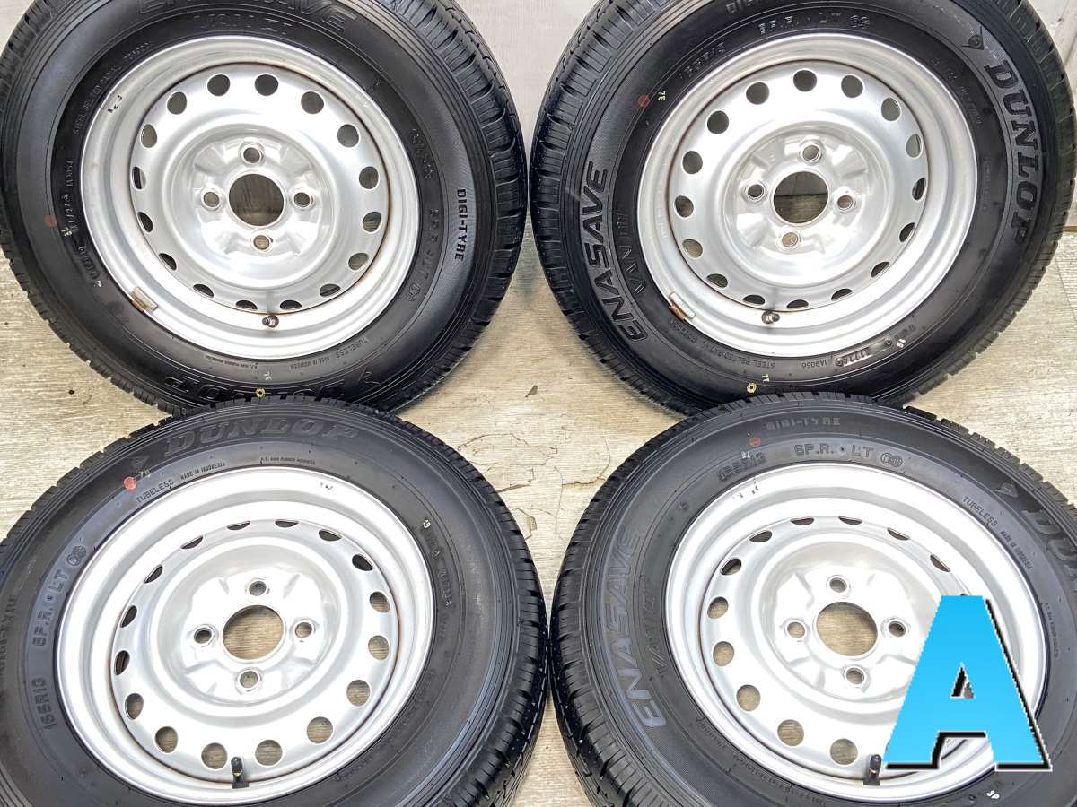 165R13 6PR ダンロップ エナセーブ VAN01 日産純正 13x5.0 100-4穴 中古タイヤ サマータイヤ ホイールセット 4本セット