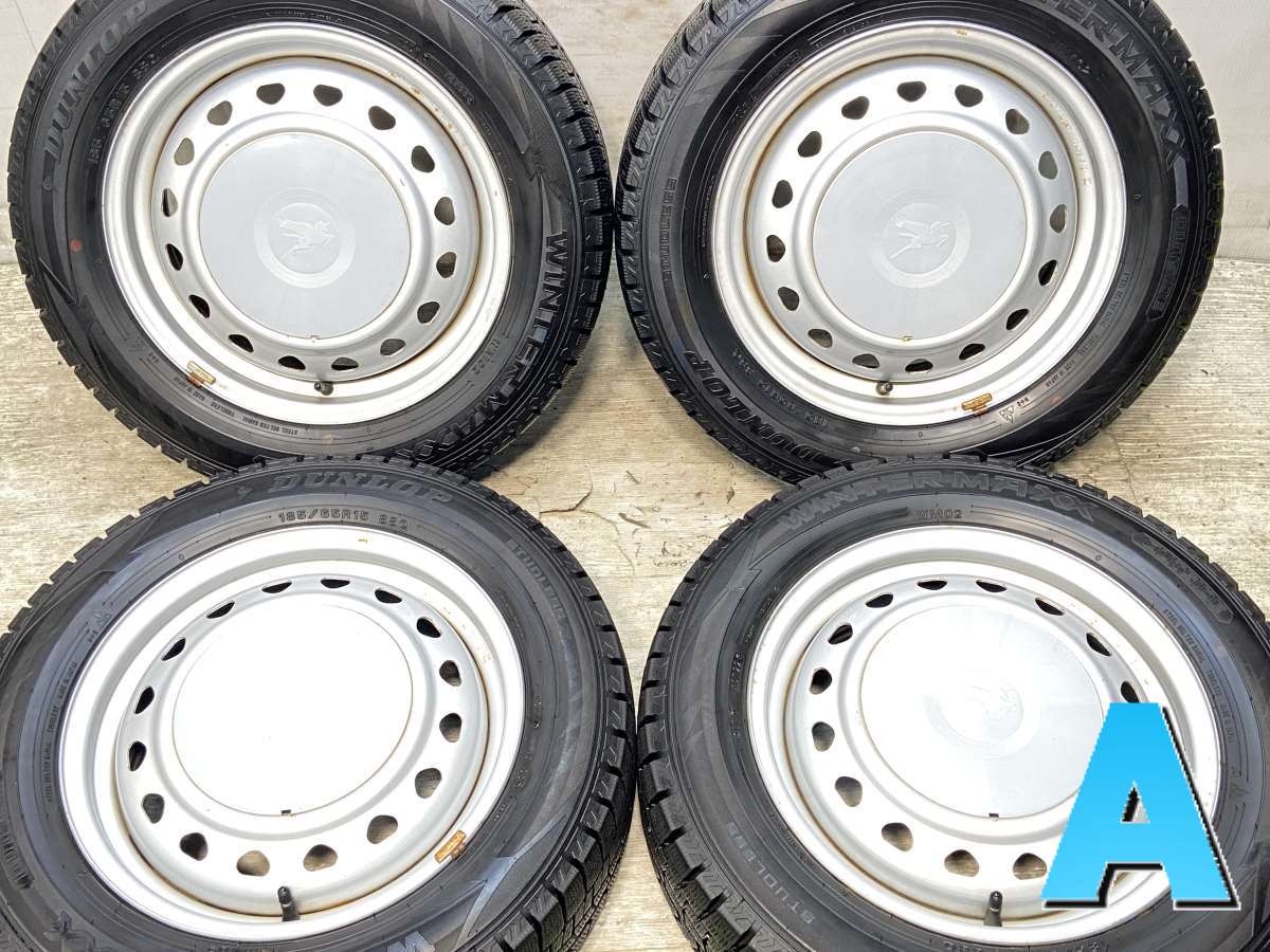 185/65R15 ダンロップ ウィンターマックス WM02 　 キャロウィン S7 15x5.5 100/114.3-4穴 中古タイヤ スタッドレスタイヤ ホイールセット 4本セット