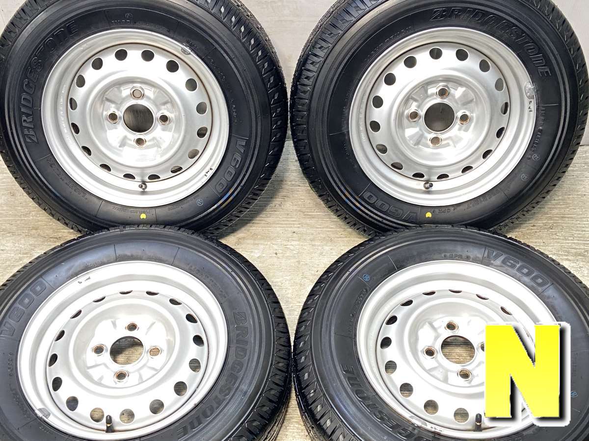 Rakuten - 165R13 6PR ブリヂストン V600 日産純正 13x5.0 100-4穴 中古タイヤ サマータイヤ ホイールセット 4本セット