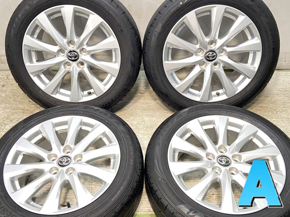 215/55R17 ブリヂストン プレイズ PX-RV2 トヨタ純正 17x7.5 45 114.3-5穴 中古タイヤ サマータイヤ ホイールセット 4本セット