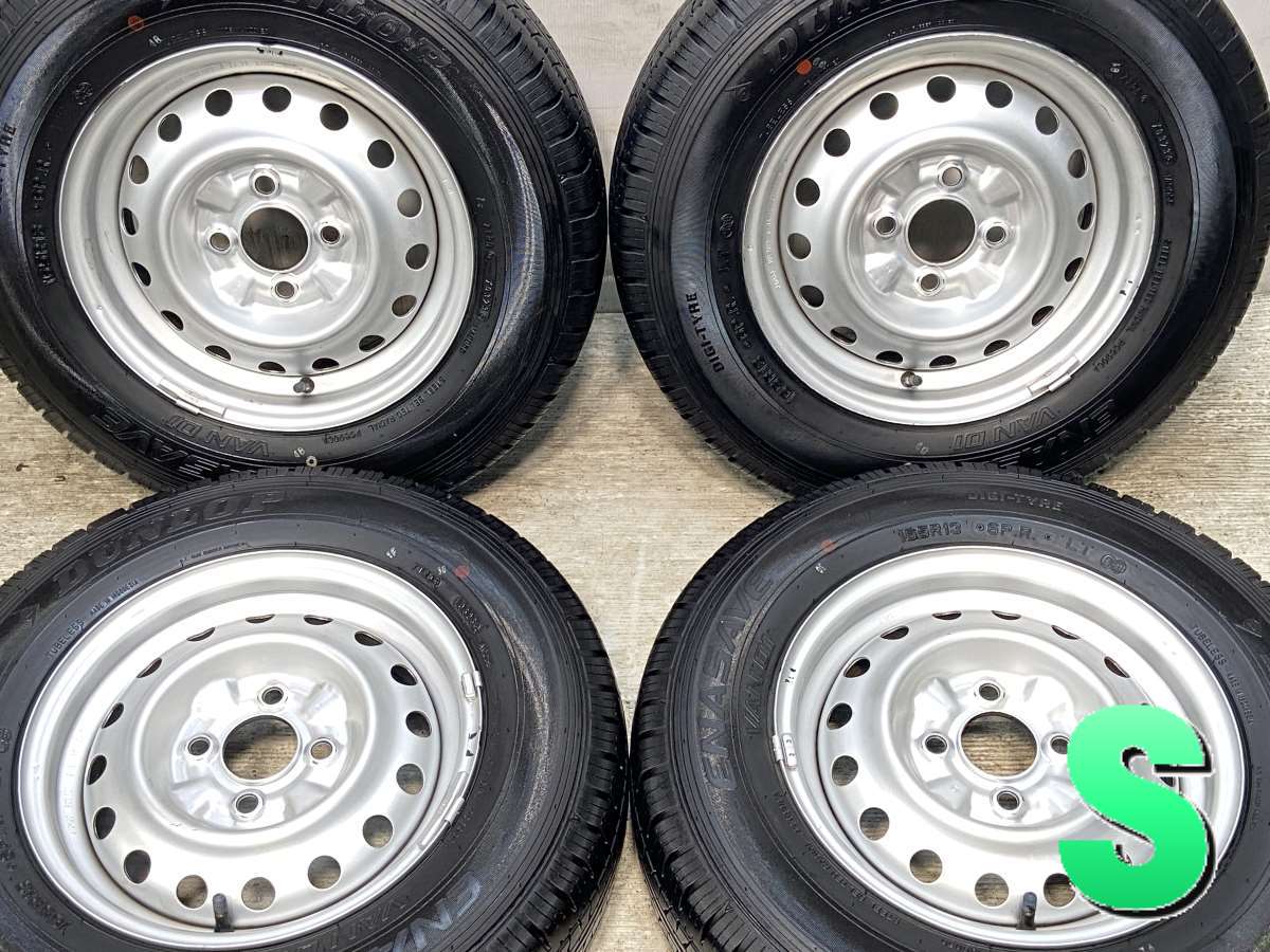 165R13 6PR ダンロップ エナセーブ VAN01 日産純正 13x5.0 100-4穴 中古タイヤ サマータイヤ ホイールセット 4本セット