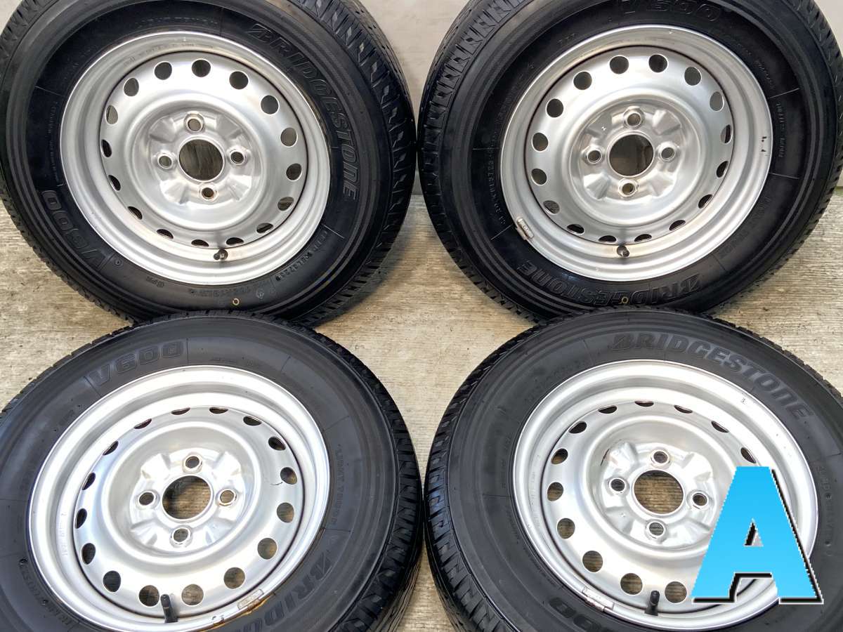 165R13 6PR ブリヂストン V600 日産純正 13x5.0 100-4穴 中古タイヤ サマータイヤ ホイールセット 4本セット