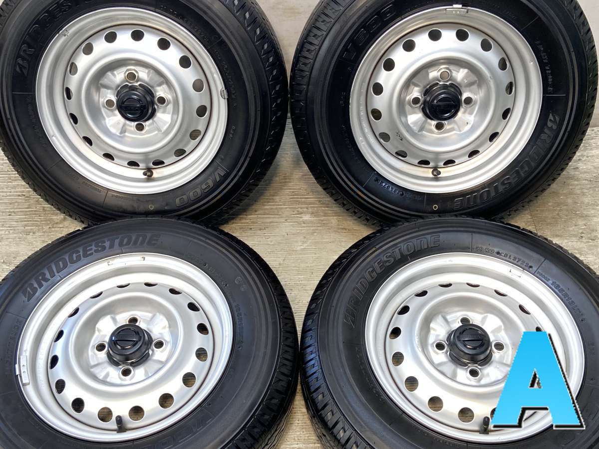 165R13 6PR ブリヂストン V600 日産純正 13x5.0 100-4穴 中古タイヤ サマータイヤ ホイールセット 4本セット