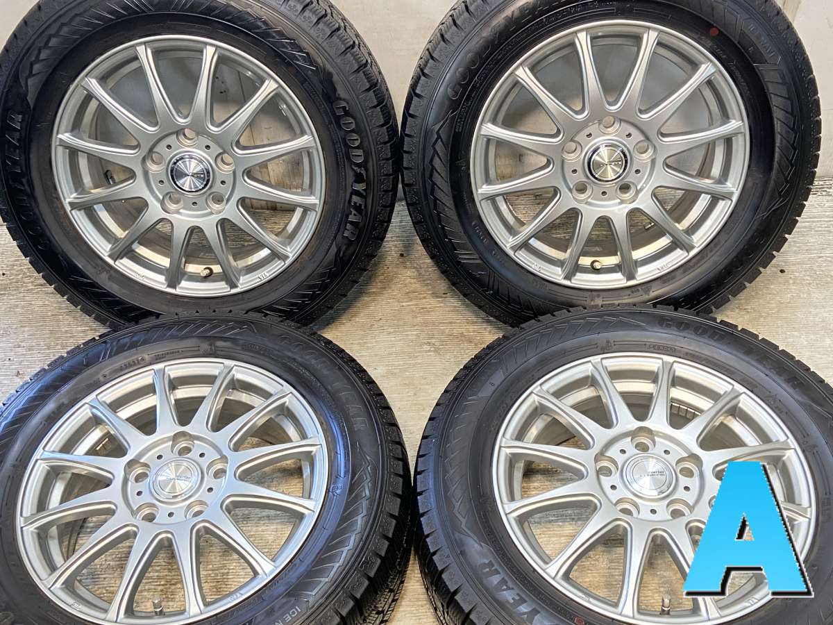 195/65R15 グッドイヤー アイスナビ 8 　 ラブリオン ルミエール 15x6.0 53 114.3-5穴 中古タイヤ スタッドレスタイヤ ホイールセット 4本セット