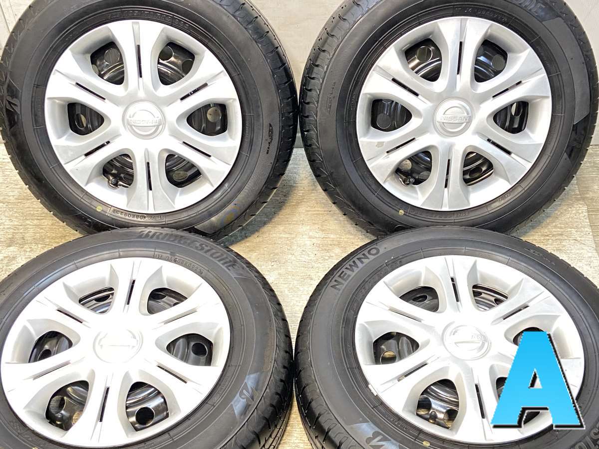 185/70R14 ブリヂストン NEWNO 日産純正 14x5.5 100-4穴 中古タイヤ サマータイヤ ホイールセット 4本セット