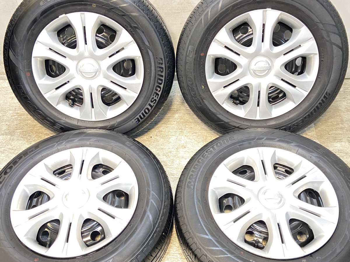185/70R14 ブリヂストン エコピア EP150 日産純正 14x5.5 100-4穴 中古タイヤ サマータイヤ ホイールセット 4本セット