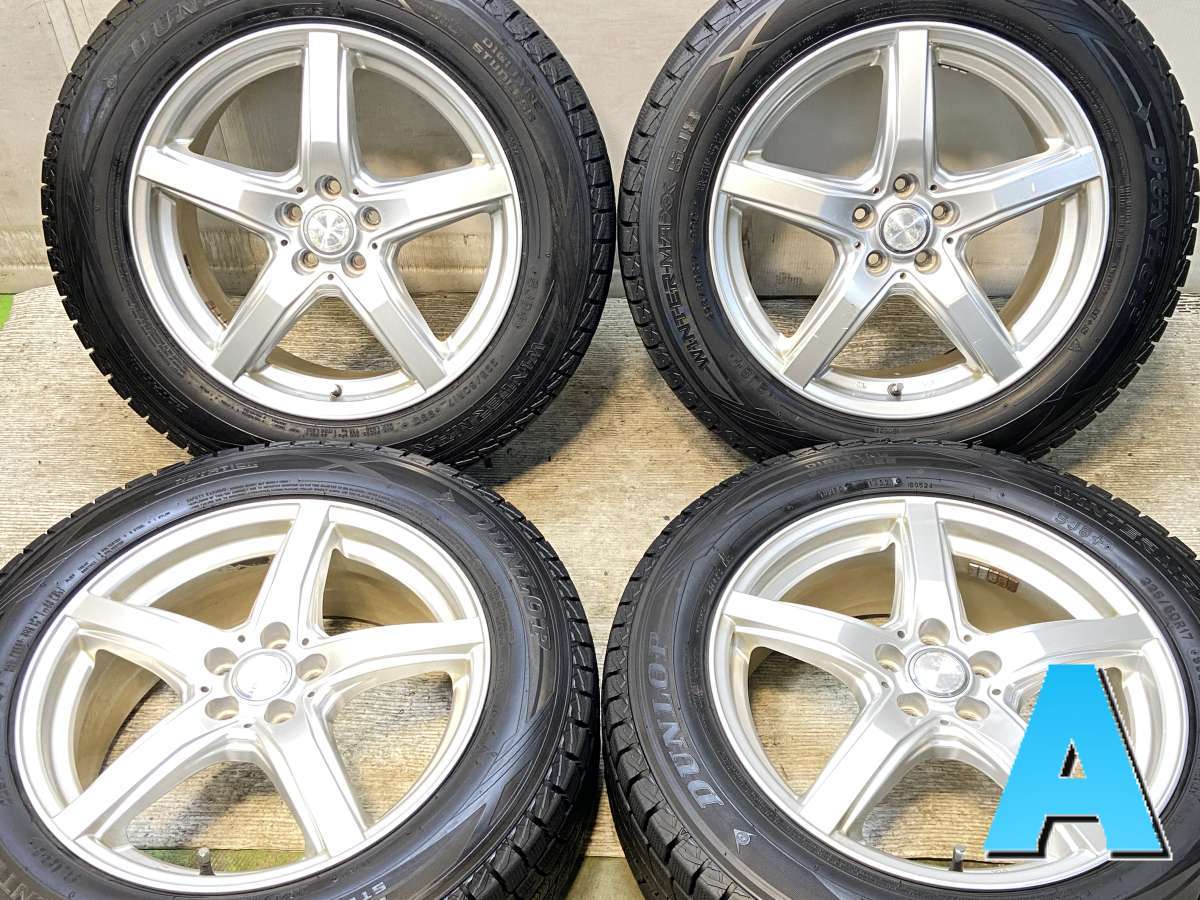 225/60R17 ダンロップ ウィンターマックス SJ8+ 　 VIOLENTO 17x7.0 48 100-5穴 中古タイヤ スタッドレスタイヤ ホイールセット 4本セット