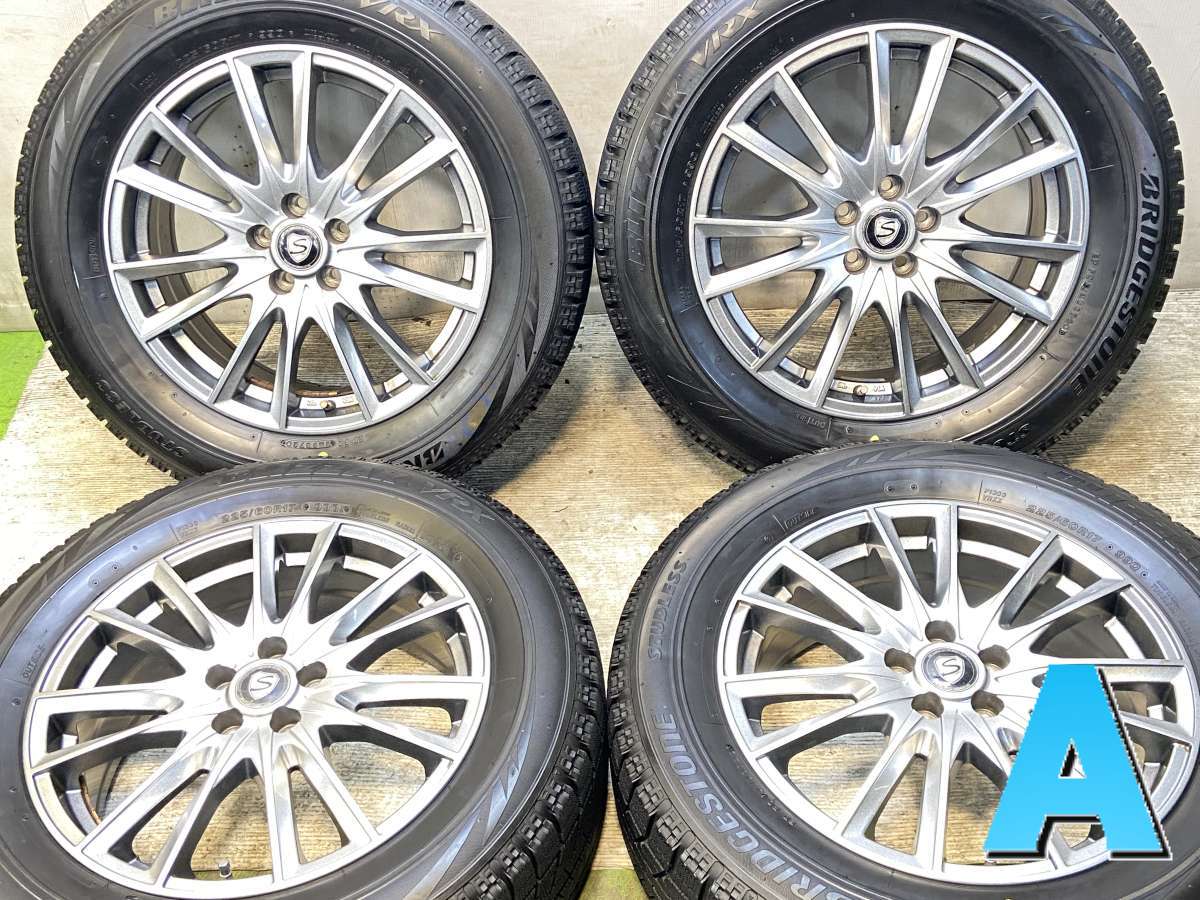 225/60R17 ブリヂストン ブリザック VRX 　 STRANGER 17x7.0 48 100-5穴 中古タイヤ スタッドレスタイヤ ホイールセット 4本セット