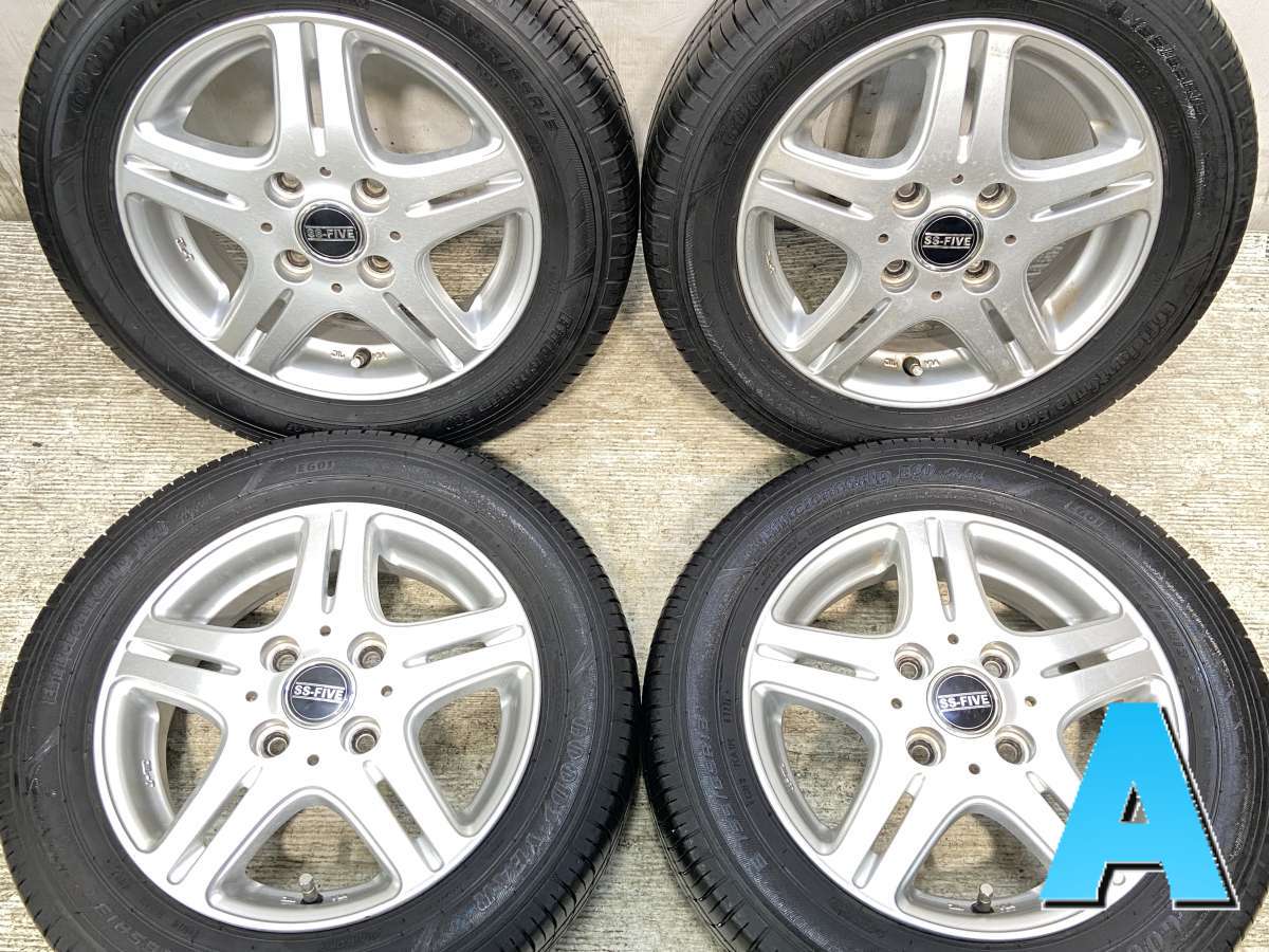 155/65R13 グッドイヤー エフィシエント グリップ ECO ハイブリッドEG01 　 SS-FIVE 13x4.0 43 100-4穴 中古タイヤ サマータイヤ ホイールセット 4本セット