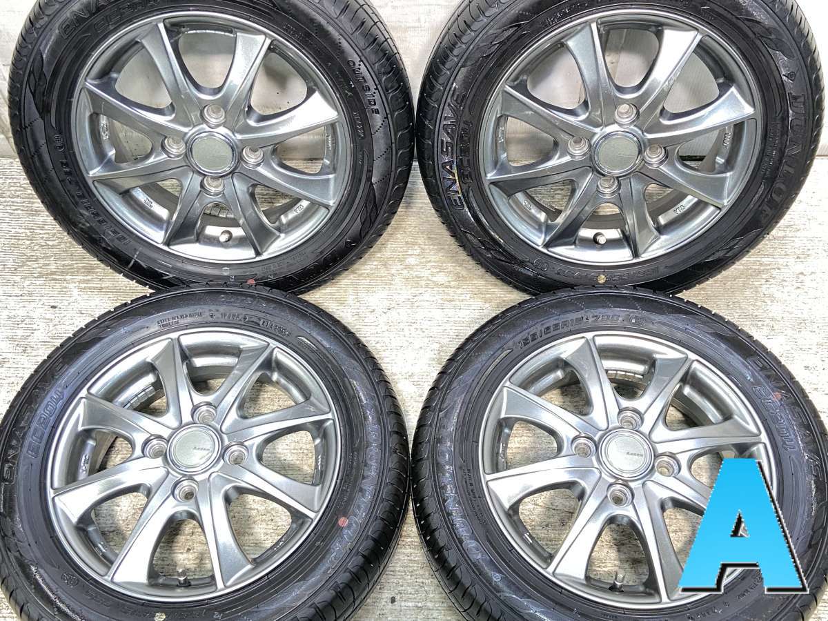155/65R13 ダンロップ エナセーブ EC204 　 LEBEN 13x4.0 43 100-4穴 中古タイヤ サマータイヤ ホイールセット 4本セット