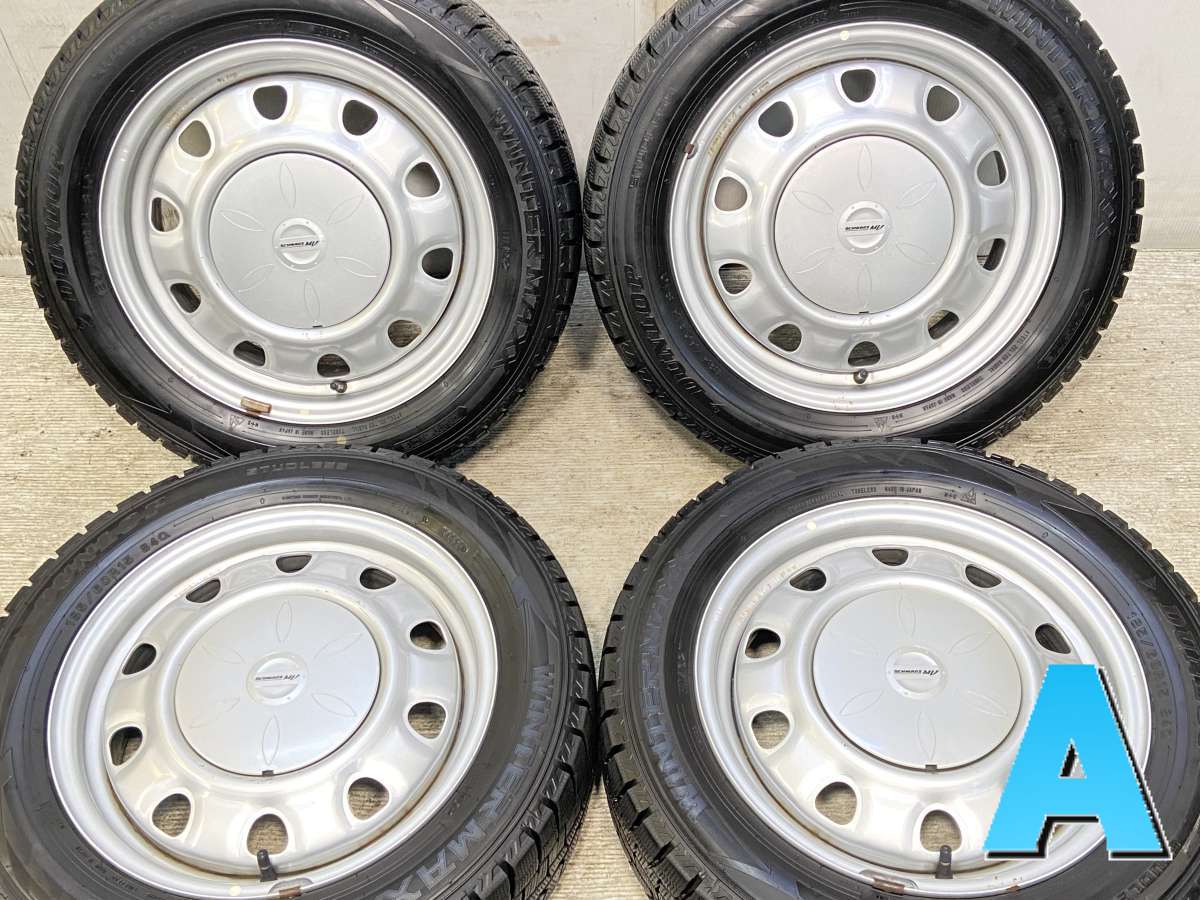 185/60R15 ダンロップ ウィンターマックス WM02 　 SCHWARZ V13 15x5.5 100/114.3-4穴 中古タイヤ スタッドレスタイヤ ホイールセット 4本セット