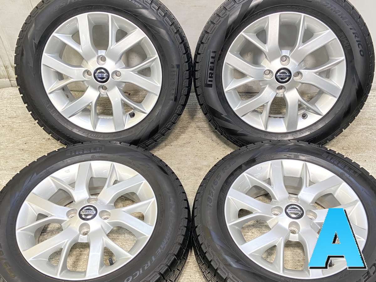 185/65R15 ピレリ アイスアシンメトリコ 日産純正 15x5.5 40 100-4穴 中古タイヤ スタッドレスタイヤ ホイールセット 4本セット