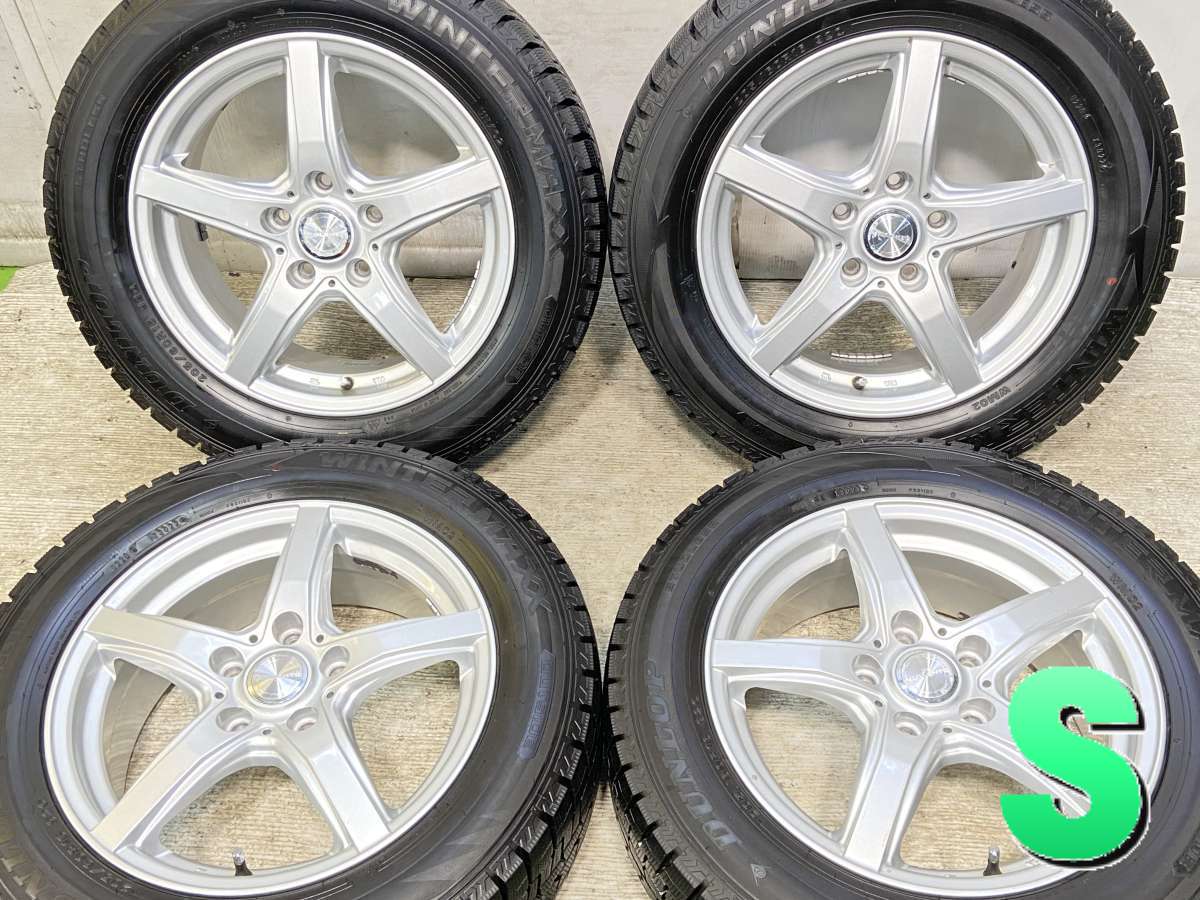 205/60R16 ダンロップ ウィンターマックス WM02 　 VIOLENTO 16x6.5 48 114.3-5穴 中古タイヤ スタッドレスタイヤ ホイールセット 4本セット