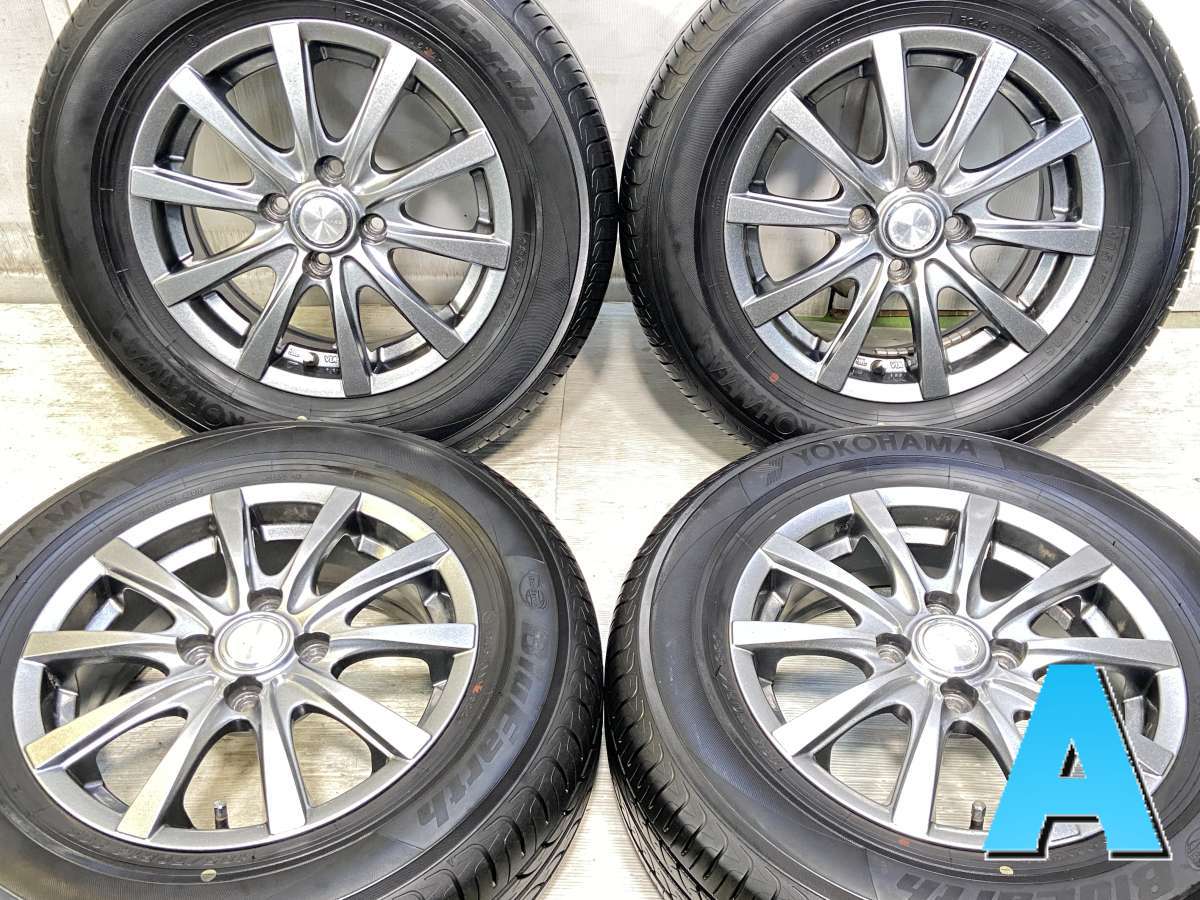 185/70R14 ヨコハマ ブルーアース 　 GRASS 14x5.5 40 100-4穴 中古タイヤ サマータイヤ ホイールセット 4本セット