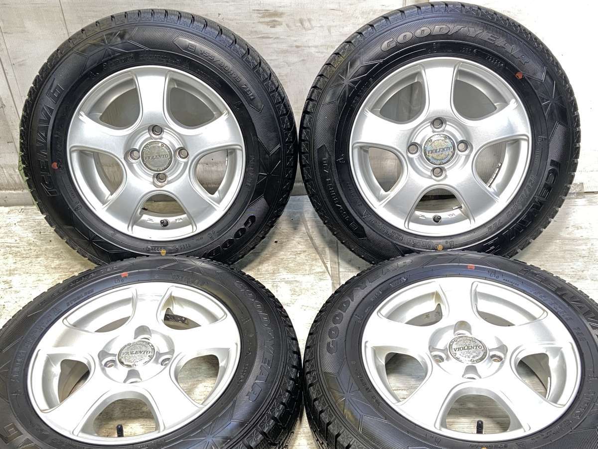 155/80R13 グッドイヤー アイスナビ 6 　 VIOLENTO 13x5.0 35 100-4穴 中古タイヤ スタッドレスタイヤ ホイールセット 4本セット