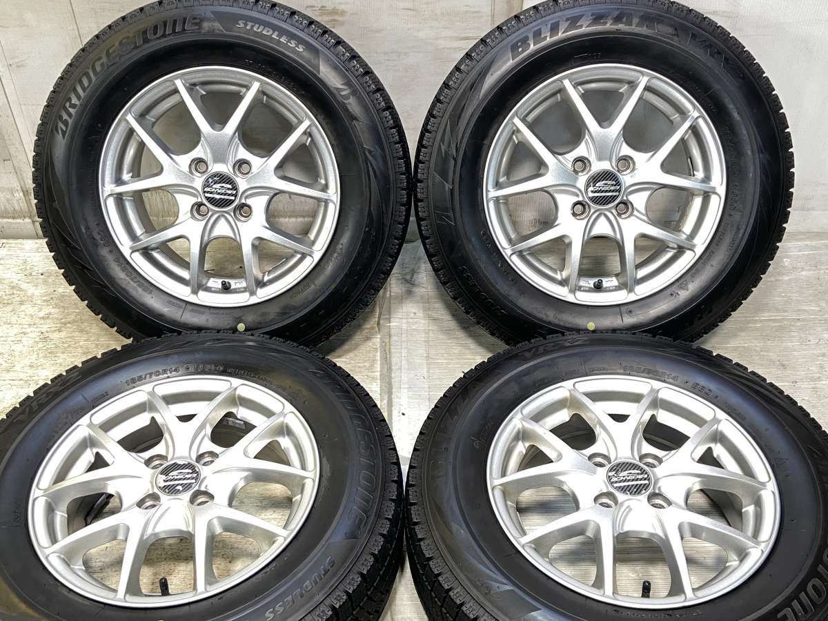 185/70R14 ブリヂストン ブリザック VRX2 　 SCHNEDER 14x5.5 45 100-4穴 中古タイヤ スタッドレスタイヤ ホイールセット 4本セット