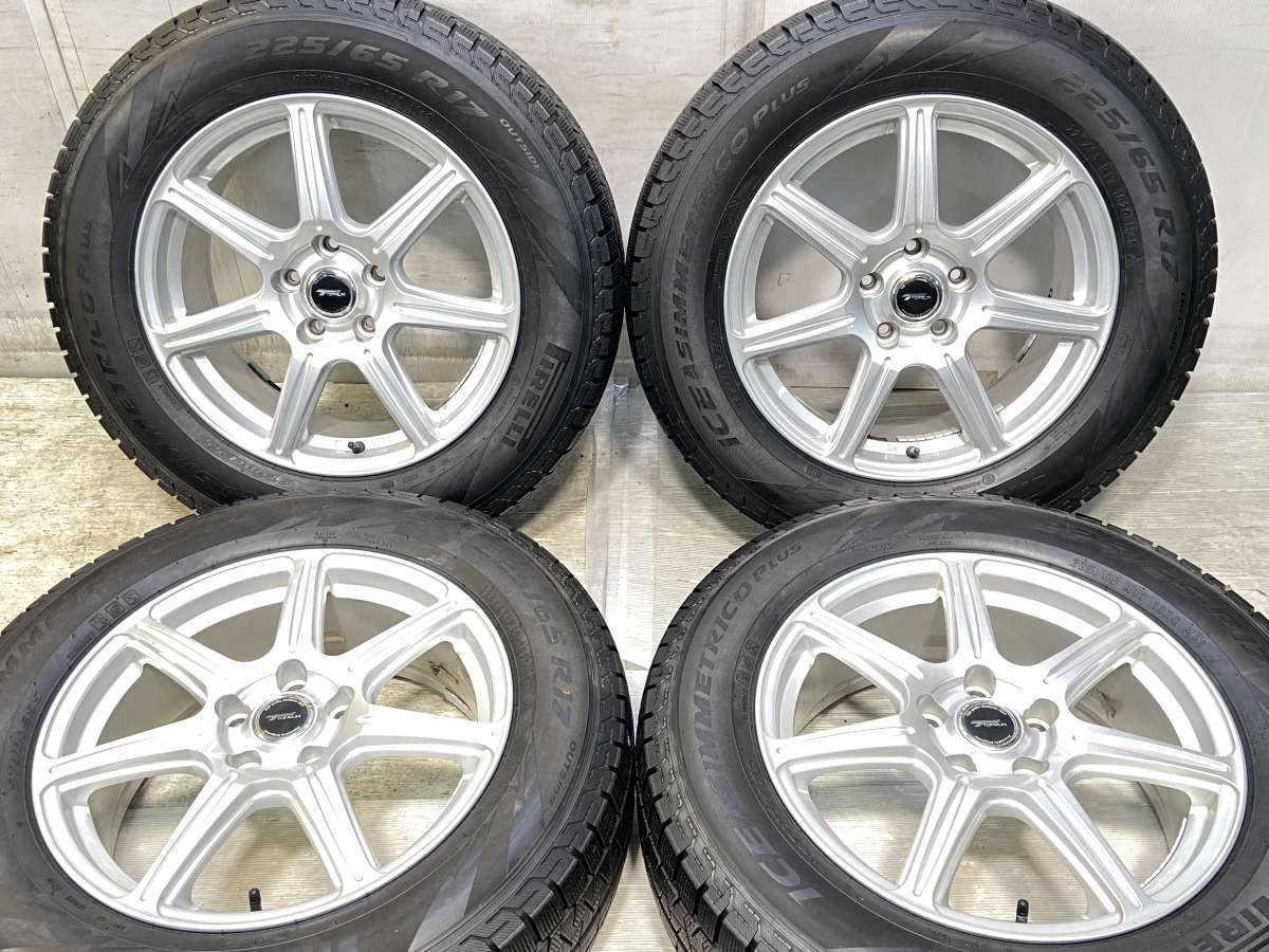 225/65R17 ピレリ アイスアシンメトリコ PLUS 　 TOPRUN 17x7.0 45 114.3-5穴 中古タイヤ スタッドレスタイヤ ホイールセット 4本セット