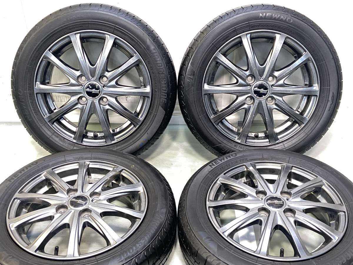 155/65R14 ブリヂストン NEWNO 　 Euro Speed 14x4.5 45 100-4穴 中古タイヤ サマータイヤ ホイールセット 4本セット
