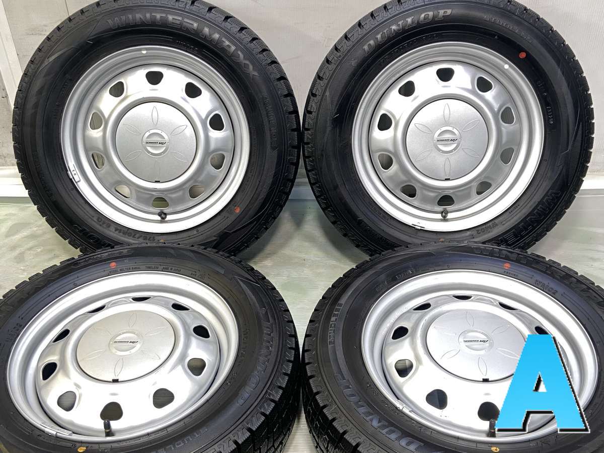 175/70R14 ダンロップ ウィンターマックス WM02 　 SCHWARZ V6A 14x5.0 100/114.3-4穴 中古タイヤ スタッドレスタイヤ ホイールセット 4本セット