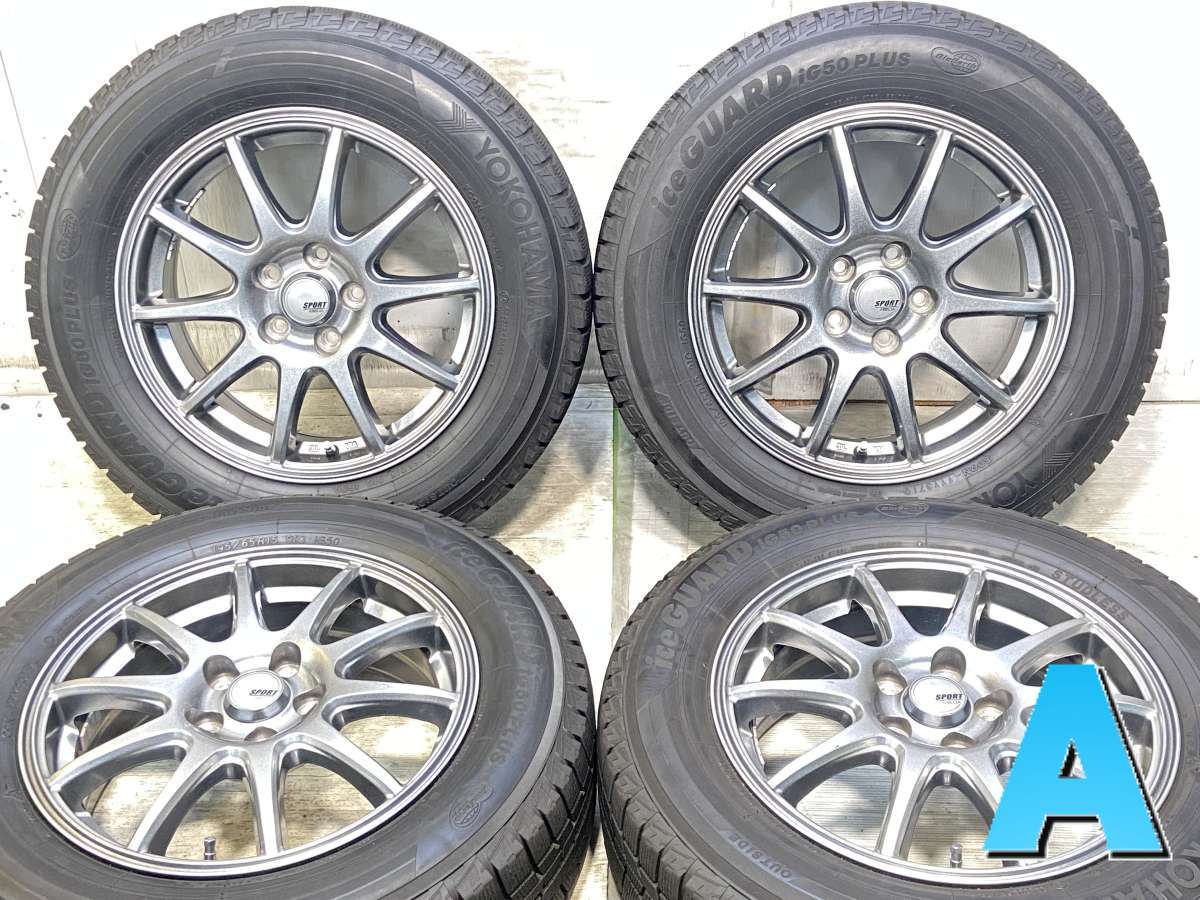 195/65R15 ヨコハマ アイスガード iG50 PLUS 　 ABELIA SPORT 15x6.0 45 100-5穴 中古タイヤ スタッドレスタイヤ ホイールセット 4本セット