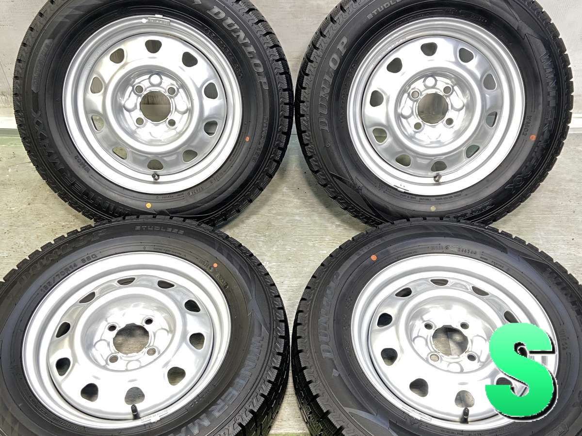 185/70R14 ダンロップ ウィンターマックス WM02 　 TOPY M4 7A 14x5.0 100-4穴 中古タイヤ スタッドレスタイヤ ホイールセット 4本セット