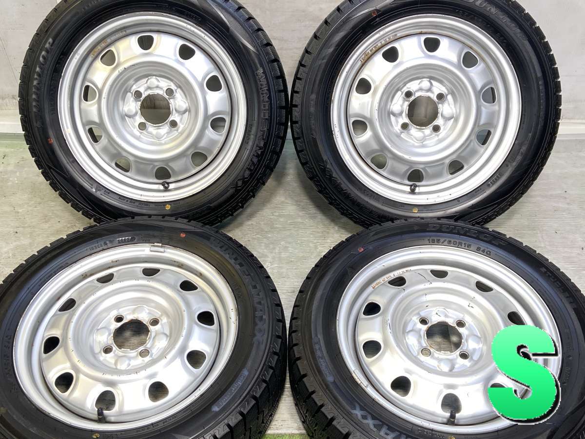 185/60R15 ダンロップ ウィンターマックス WM02 　 TOPY M60 15x5.5 42 100-4穴 中古タイヤ スタッドレスタイヤ ホイールセット 4本セット