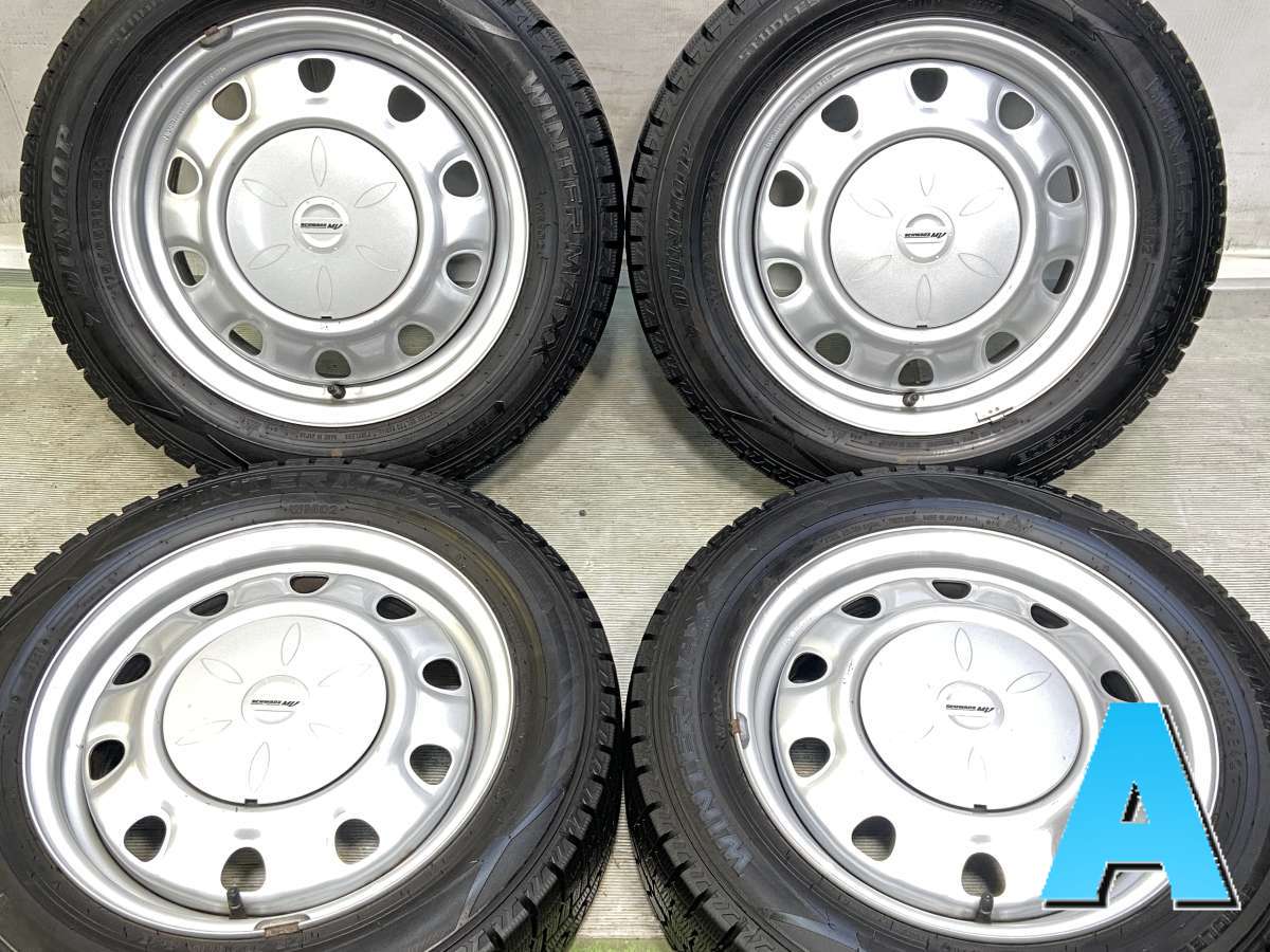 175/65R15 ダンロップ ウィンターマックス WM02 　 SCHWARZ V13 15x5.5 42 100/114.3-4穴 中古タイヤ スタッドレスタイヤ ホイールセット 4本セット