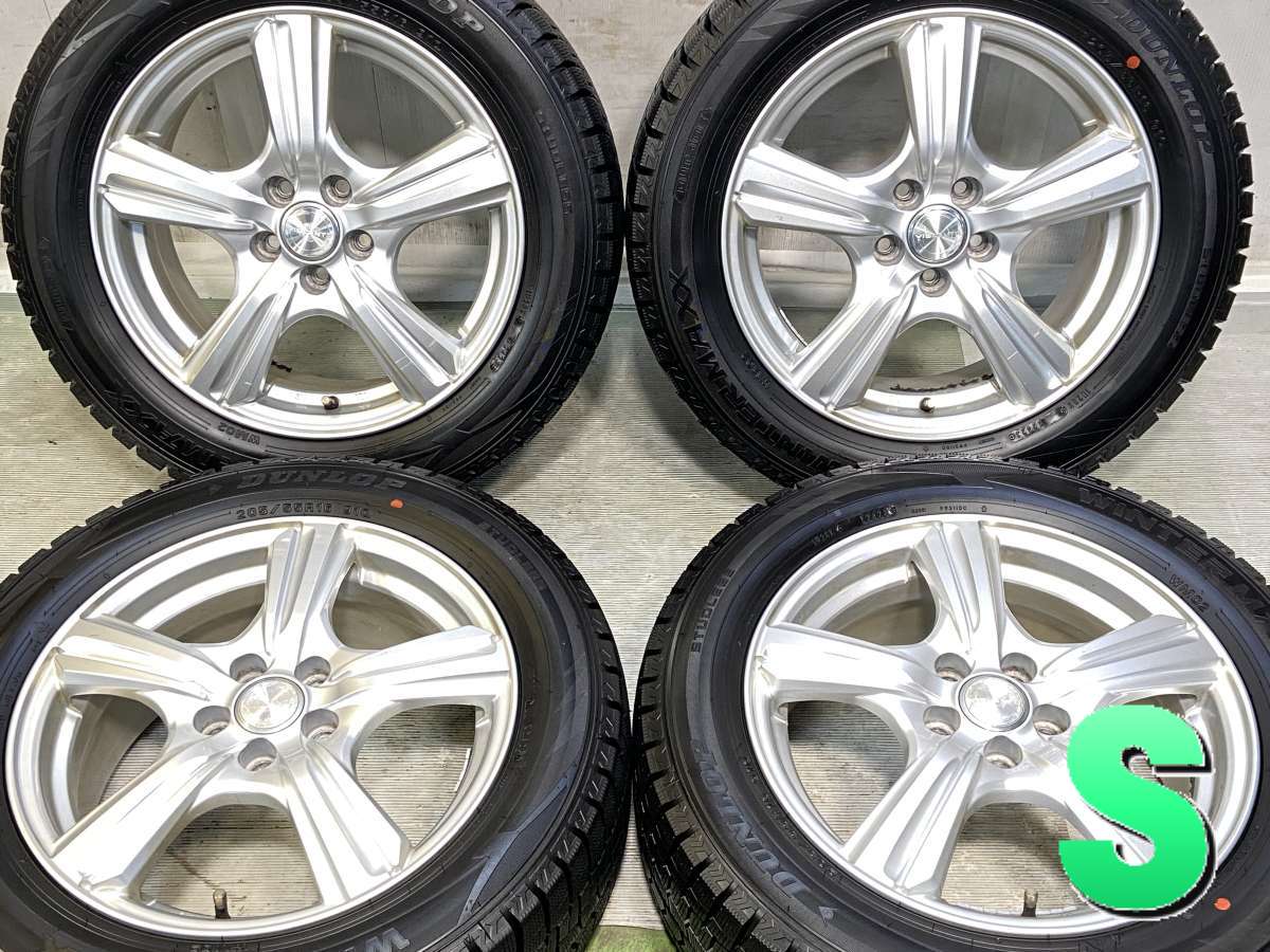 205/55R16 ダンロップ ウィンターマックス WM02 　 VIOLENTO 16x6.5 47 100-5穴 中古タイヤ スタッドレスタイヤ ホイールセット 4本セット