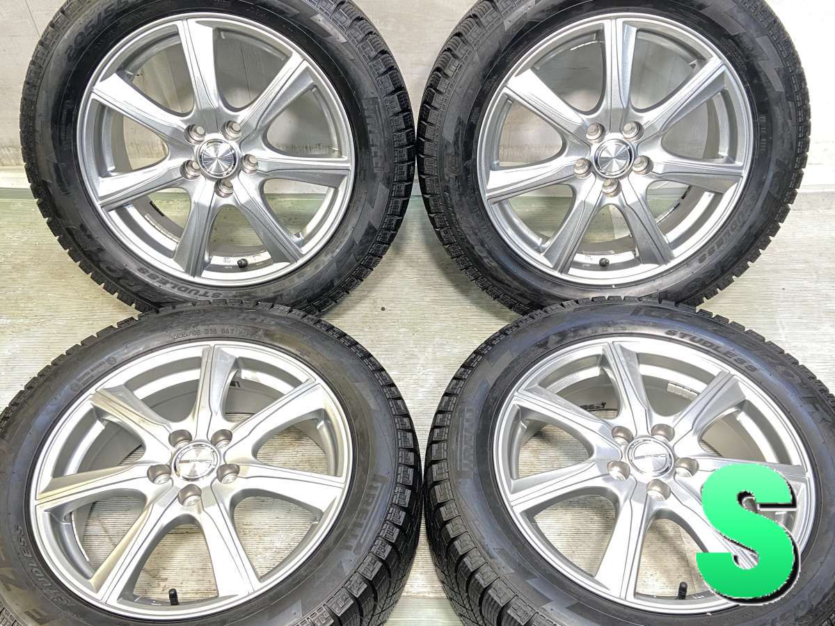 205/55R16 ピレリ ICE ZERO FR 　 PRD 16x6.0 45 100-5穴 中古タイヤ スタッドレスタイヤ ホイールセット 4本セット