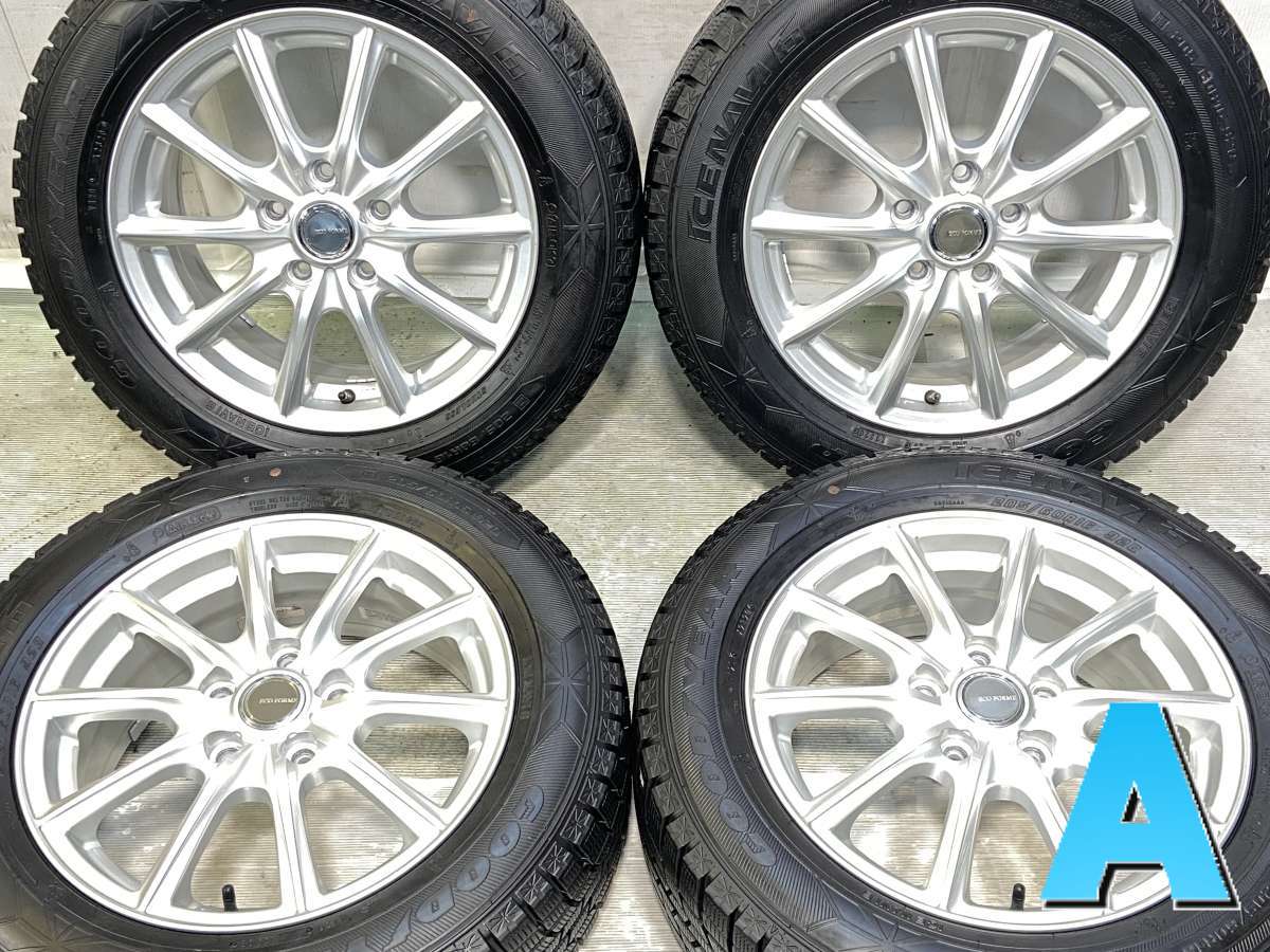 205/60R16 グッドイヤー アイスナビ 6 　 ECO FORME 16x6.5 54 114.3-5穴 中古タイヤ スタッドレスタイヤ ホイールセット 4本セット