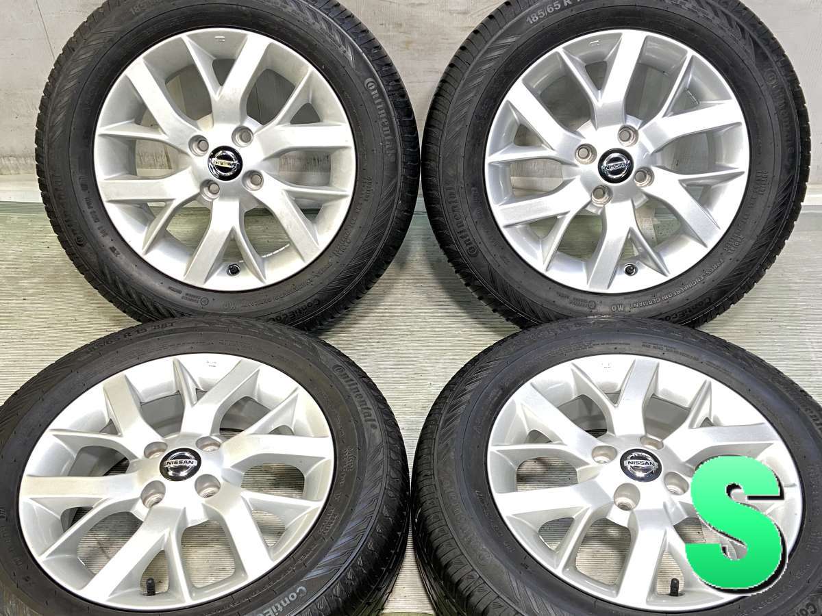 185/65R15 コンチネンタル コンチ エコ コンタクト3 日産純正 15x5.5 40 100-4穴 中古タイヤ サマータイヤ ホイールセット 4本セット