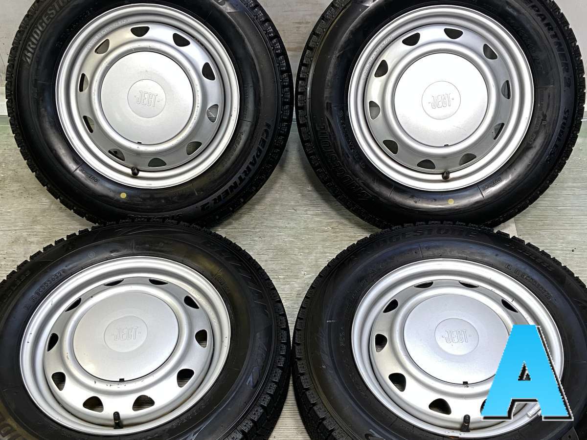 145/80R13 ブリヂストン アイスパートナー2 　 JECT　LZ 13x4.0 40 ・ 13x4.0 40 100/110/114.3-4穴中古タイヤ スタッドレスタイヤ ホイールセット4本 セット